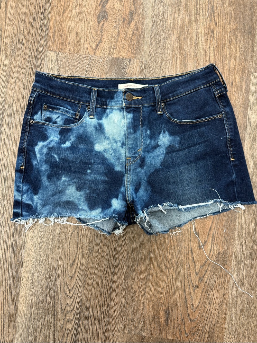 Levi's Dark Blue Tie-Dye Cutoff Jean Shorts